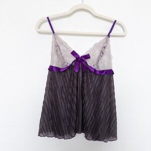 Y2K Escante Women Camisole‎ Size S Purple Lace Sheer Babydoll Witchy Coquette